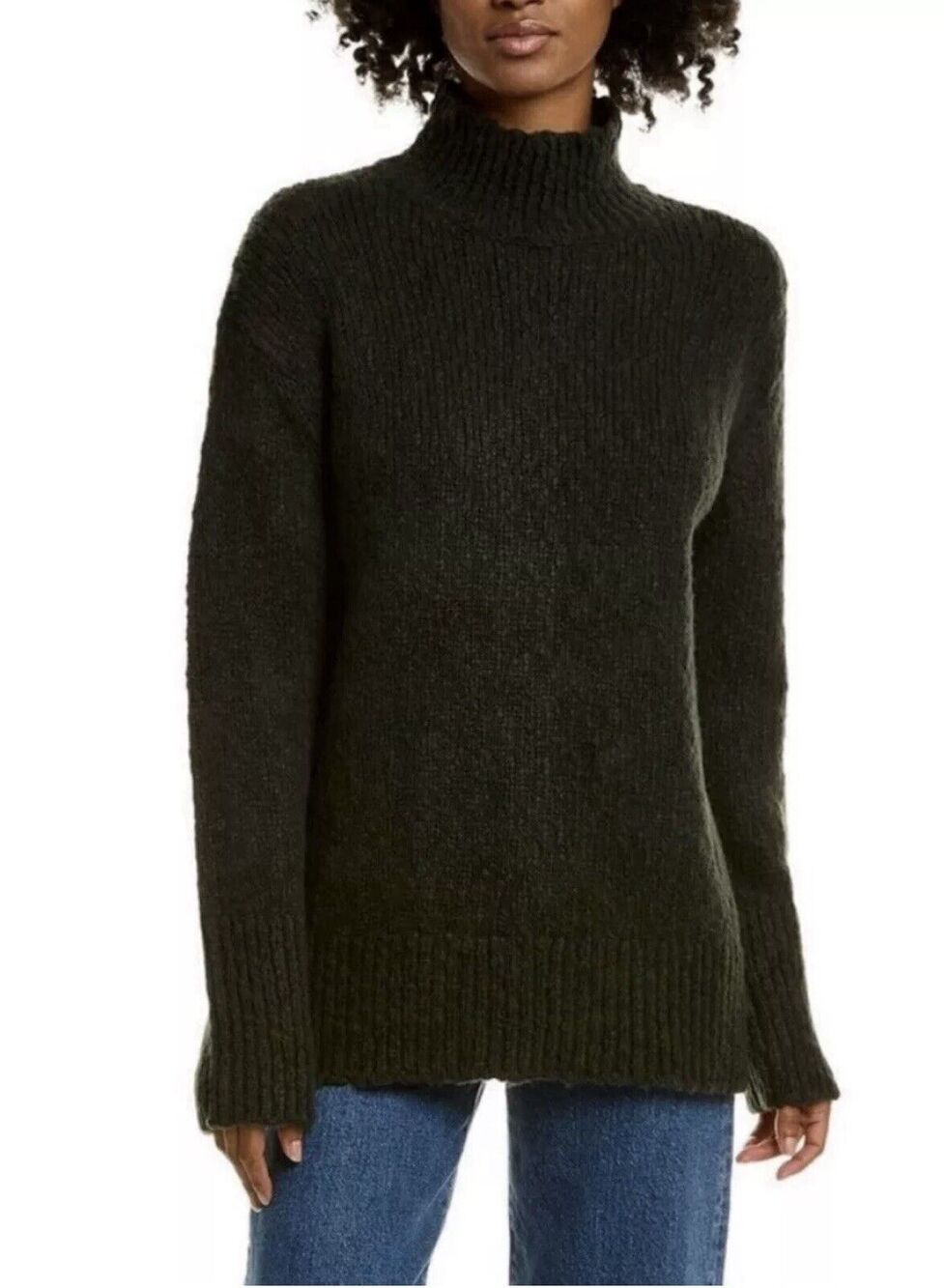 NWT Vince Juniper Green Mock Neck Wool Blend Sweater S Quiet Luxury Minimalist